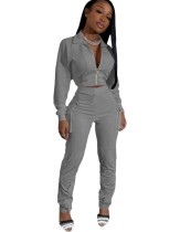 Long Sleeve Pocketed Solid Plain Tracksuit