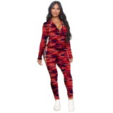Autumn Camou Print Hoodie Tracksuit