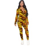 Autumn Camou Print Hoodie Tracksuit