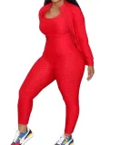 Autumn Sports Fitness Jumpsuit with Matching Jacket