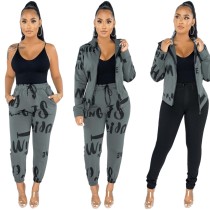Autumn Letter Print Hoody Tracksuit
