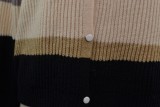 Autumn Wide Striped Button Up Regular Sweater Coat