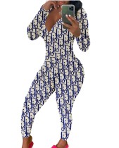 Cute Print Sexy Long Sleeve Fitted Jumpsuit