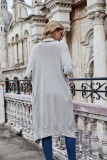 Autumn Grey Turndown Collar Irregular Long Cardigans