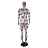 Cute Print Sexy Long Sleeve Fitted Jumpsuit