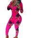 Cute Print Sexy Long Sleeve Fitted Jumpsuit