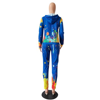 Autumn Colorful Hoodie Zipper Tracksuit