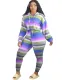 Autumn Rainbow Stripes Hoodie Top and Matching Pants Set