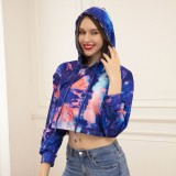 Autumn Street Style Tie Dye Hoodie Crop Top