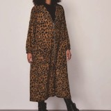 Autumn Leopard Print Zip Up Long Hoodie Jacket