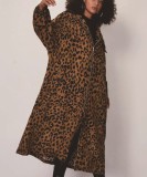 Autumn Leopard Print Zip Up Long Hoodie Jacket