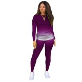 Autumn Casual Matching Gradient Shirt and Pants Set