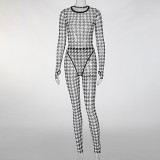 Party Sexy See Through Print Bodysuit and Legging Set