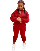 Solid Plain Matching Long Sleeve Crop Top and Pants Sweatsuit