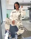 Street Style Print Round Neck Matching Sweatsuit