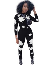 Autumn Print Two Piece Matching Tight Top and Pants Set