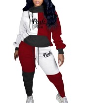Print Contrast Long Sleeve Pocketed Sweatsuit