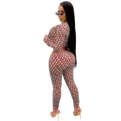 Autumn Party Sexy Print 3PC Pants Set