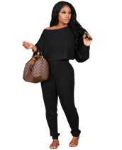 Solid Plain Casual Crop Top and Pants Lounge Set