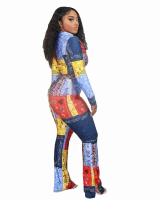 Autumn Africa Print Colorful Two Piece Pants Set