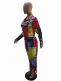 Autumn Africa Print Colorful Two Piece Pants Set