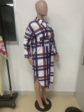 Africa Plaid Print Button Up Long Coat