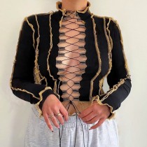 Autumn Party Sexy Long Sleeve Lace Up Crop Top