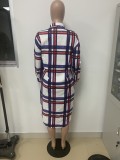 Africa Plaid Print Button Up Long Coat