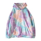 Winter Tie Dye Pocketed Hoodie Top