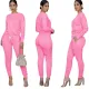 Autumn Casual Matching Solid Color Shirt and Stack Pants Set