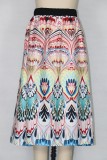 Autumn Elegant Print Retro Long Maxi Skirt