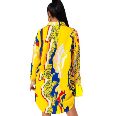 Africa Print Autumn Long Sleeve Blouse Dress