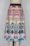 Autumn Elegant Print Retro Long Maxi Skirt