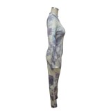 Autumn Party Tie Dye Sexy Bodycon Jumpsuit