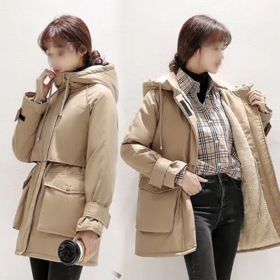 Winter Solid Color Drawstrings Hoodie Long Coat