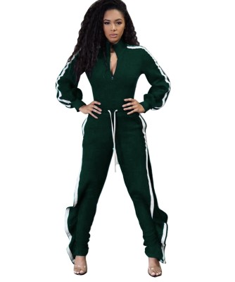 Autumn Stripes Zip Up Ruffles Tracksuit