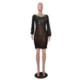 Party Sexy Leather Patchwork Ruched Bodycon Dress