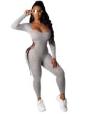 Autumn Party Lace Up Sexy Bodycon Jumpsuit
