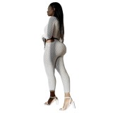 Autumn Party White Sexy Cut Out Bodycon Jumpsuit