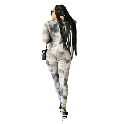 Autumn Party Tie Dye Sexy Bodycon Jumpsuit