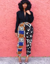 Africa High Waist Print Formal Trousers