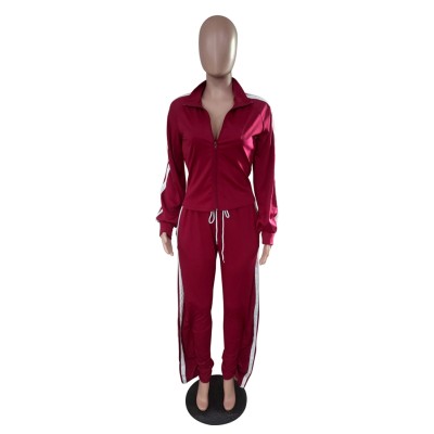 Autumn Stripes Zip Up Ruffles Tracksuit