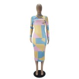 Autumn Party Sexy Colorful Midi Dress