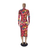 Autumn Party Sexy Colorful Midi Dress