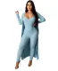Autumn Solid Color Ribbed Strap Jumpsuit with Matching Overalls