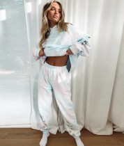 Autumn Tie Dye Loose Hoodie Sweatsuit