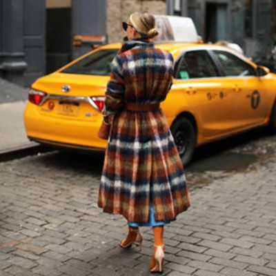 Winter Street Style Colorful Plaid Long Coat