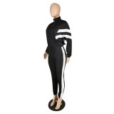 Autumn Black Workout Stripes Jogger Suit