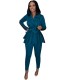 Winter Elegant Peplum Blazer and Matching Pants Set
