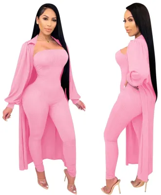 Autumn Solid Plain Jumpsuit with Matching Overalls